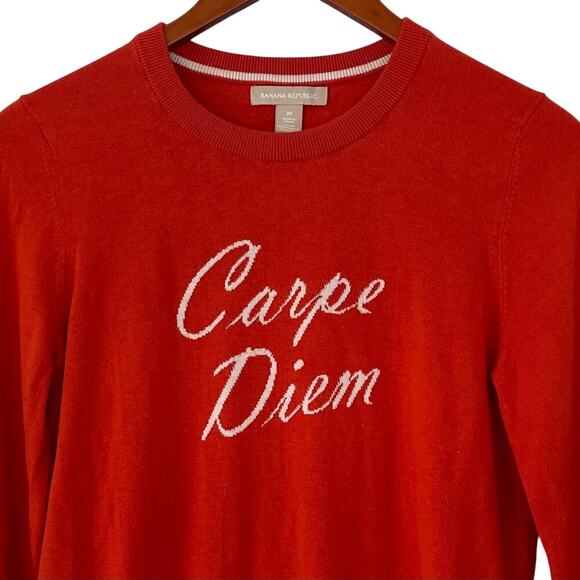 Banana Republic Silk Blend Carpe Diem Crew Long Sleeve Bitter Orange Sweater, M - Picture 3 of 9